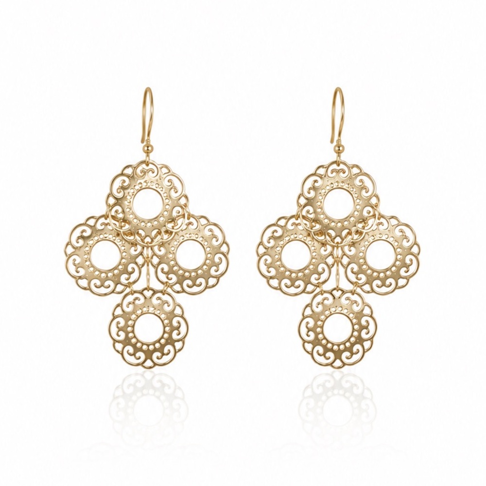 Gold Filigree Drop Earrings